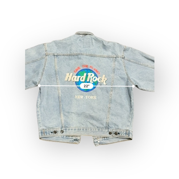 Vintage 90s Hard Rock Cafe Denim Jacket “Save The Planet” New York Trucker Sz M - Picture 5 of 11